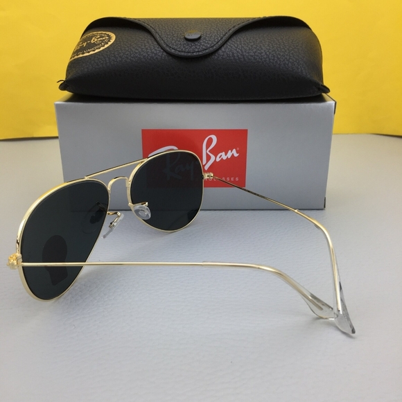 LIKE NEW RayBan Aviator RB3025 Black Gold Ray ban Sunglasses - Picture 4 of 14